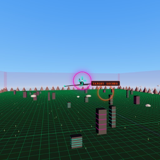 Sky Warriors 2 gameplay — lock-on targeting an enemy jet in a 3D multiplayer dogfight